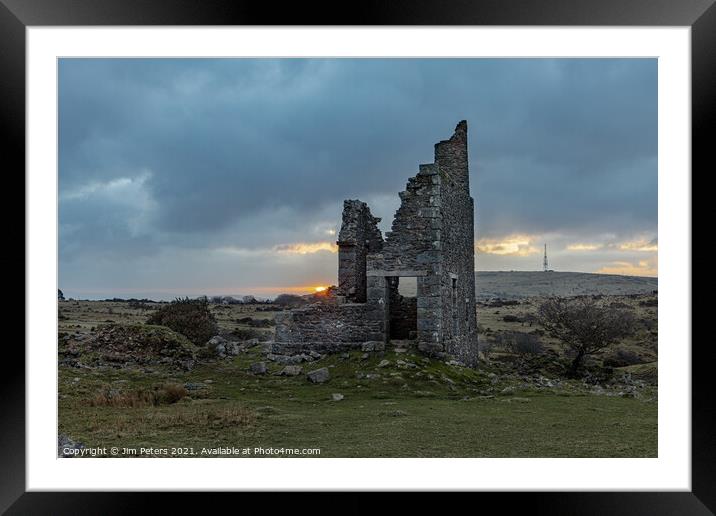 Sunrise at silver mine Bodmin Moor Cornwall Framed Mounted Print by Jim Peters