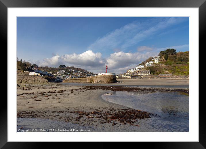 Low spring tide at the banjo pier Looe Cornwall Framed Mounted Print by Jim Peters