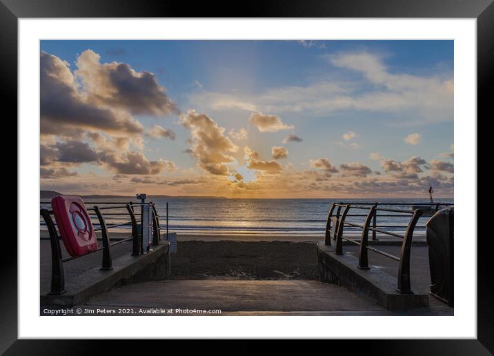 Sunrise on Looe Beach Cornwall Framed Mounted Print by Jim Peters