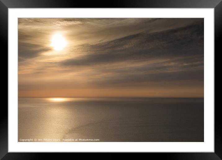 Warm cloudy Sunrise in Looe Bay Framed Mounted Print by Jim Peters