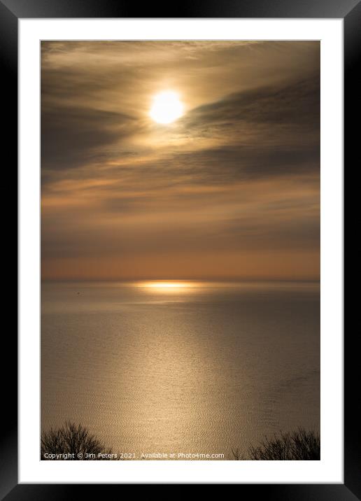 Moody sunrise in Looe Bay Framed Mounted Print by Jim Peters