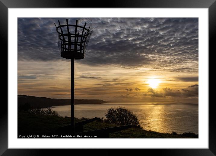 Sunrise at the beacon East Looe Cornwall Framed Mounted Print by Jim Peters