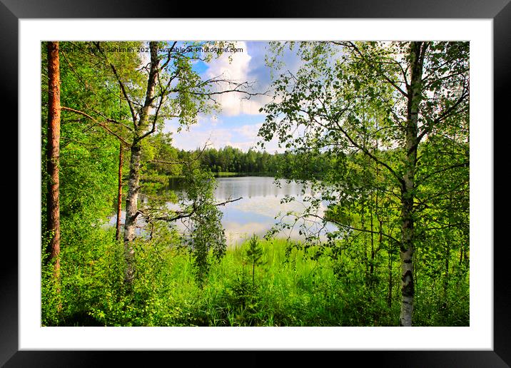 Calm Lake Sorvasto on Midsummer Eve Framed Mounted Print by Taina Sohlman