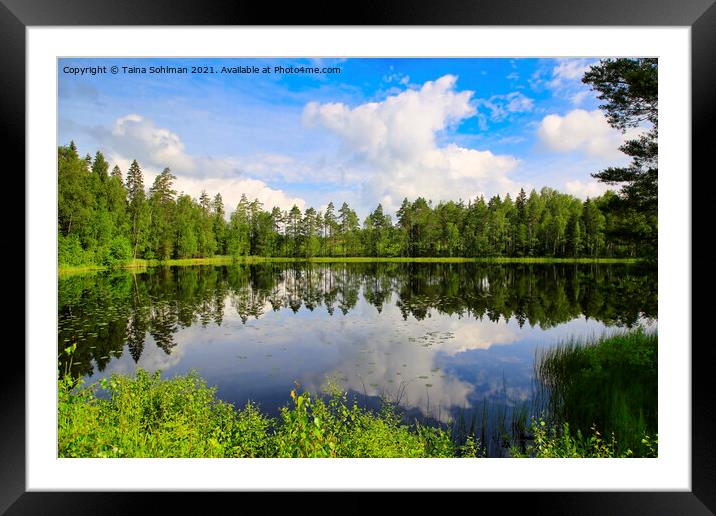 Calm Lake Sorvasto Reflections in the Summer Framed Mounted Print by Taina Sohlman