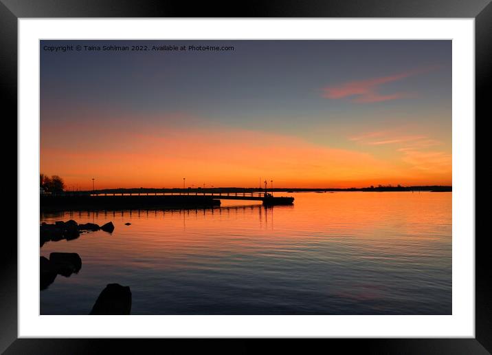 Early Morning Seascape with Silhouetted Pier Framed Mounted Print by Taina Sohlman