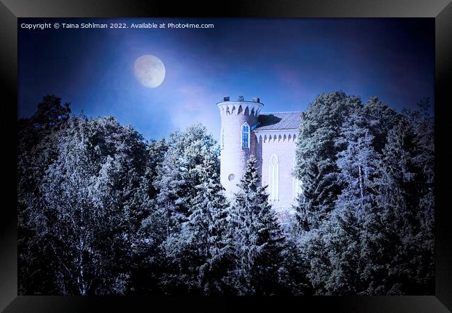 Hirvilinna Castle at Night  Framed Print by Taina Sohlman