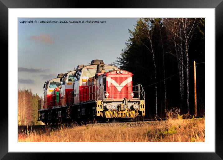 Three VR Diesel Locomotives At Speed Framed Mounted Print by Taina Sohlman
