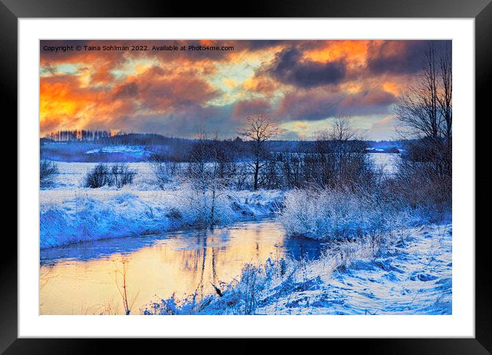Early Winter Sunset at Karhujoki River, Finland Framed Mounted Print by Taina Sohlman