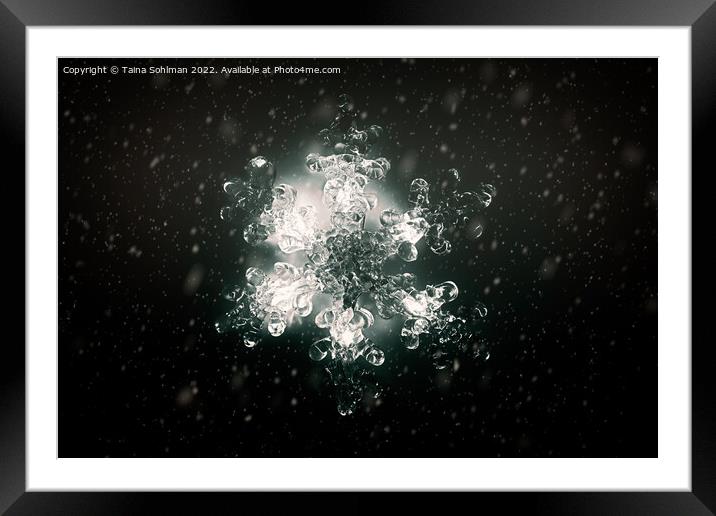 Illuminated Christmas Snowflake Monochrome  Framed Mounted Print by Taina Sohlman
