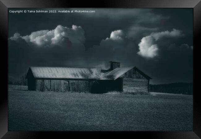 Country Barn Under Dramatic Sky  Framed Print by Taina Sohlman
