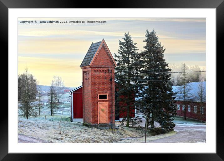 Old Transformer Building in Winter Framed Mounted Print by Taina Sohlman