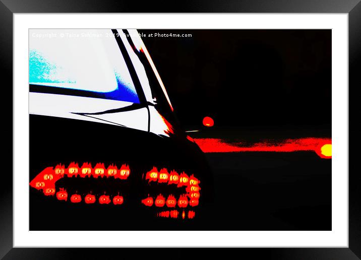 Car Rear Light at Right Turn Framed Mounted Print by Taina Sohlman