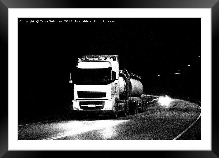 Liquid Logistics at Night Digital Art Framed Mounted Print by Taina Sohlman