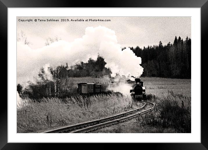 Classic Steam Train on Jokionen Museum Railway Framed Mounted Print by Taina Sohlman