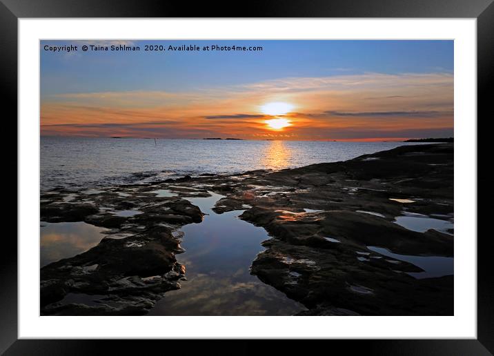 Sunset with Tidepools Framed Mounted Print by Taina Sohlman