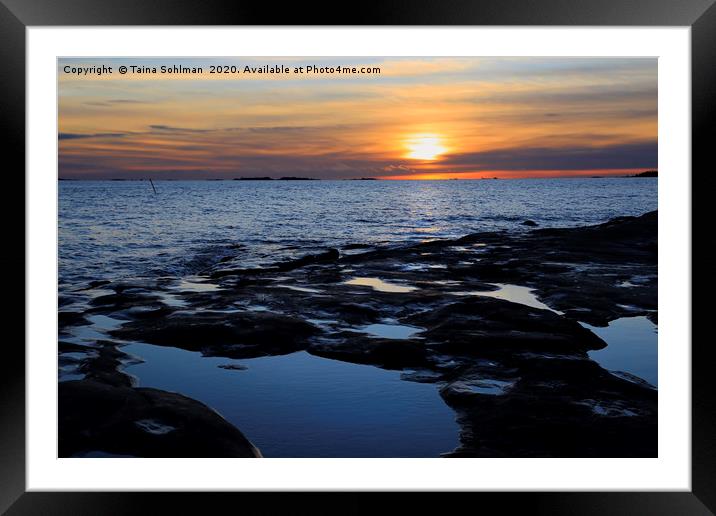 Island Sunset at Low Tide Framed Mounted Print by Taina Sohlman