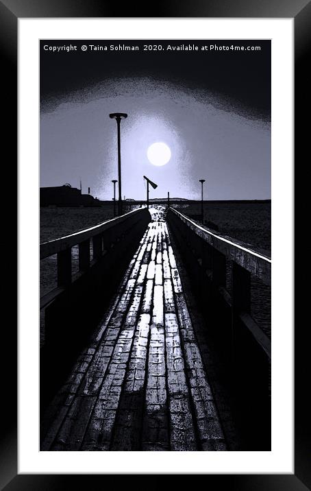 Full Moon at End of the Pier Framed Mounted Print by Taina Sohlman