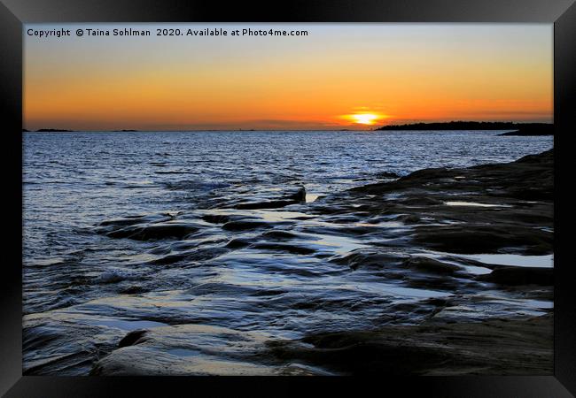 Glowing January Sunset by the Sea Framed Print by Taina Sohlman