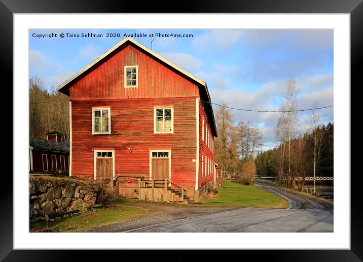 Red Wooden Building Plevna, Ansku Finland Framed Mounted Print by Taina Sohlman