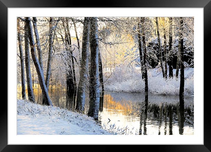 River in Winter Pastels, Watercolour Framed Mounted Print by Taina Sohlman