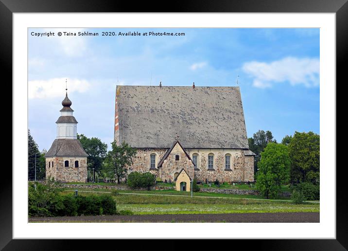 Medieval Sauvo Church, Finland. Framed Mounted Print by Taina Sohlman