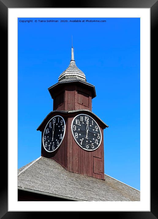 Grain Storehouse, Steeple with Clock, Jokioinen Ma Framed Mounted Print by Taina Sohlman