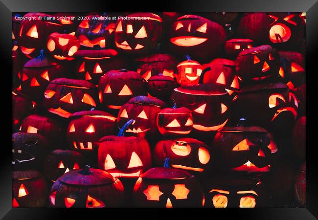 Glowing Halloween Pumpkins  Framed Print by Taina Sohlman