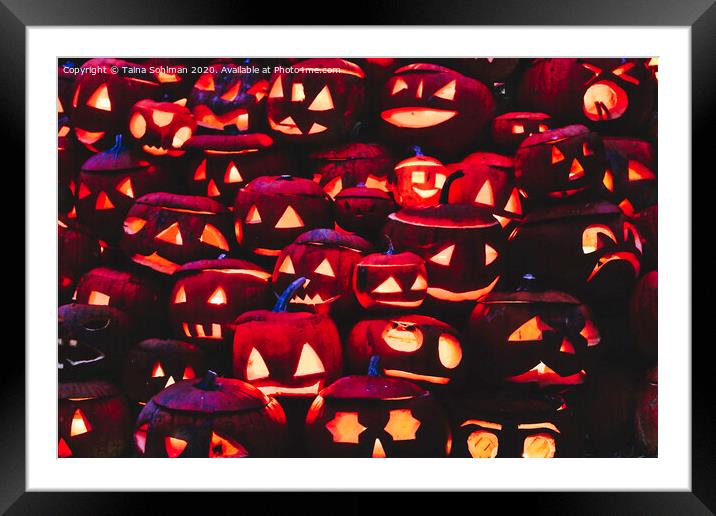 Glowing Halloween Pumpkins  Framed Mounted Print by Taina Sohlman