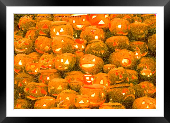 Glowing Halloween Pumpkins Framed Mounted Print by Taina Sohlman