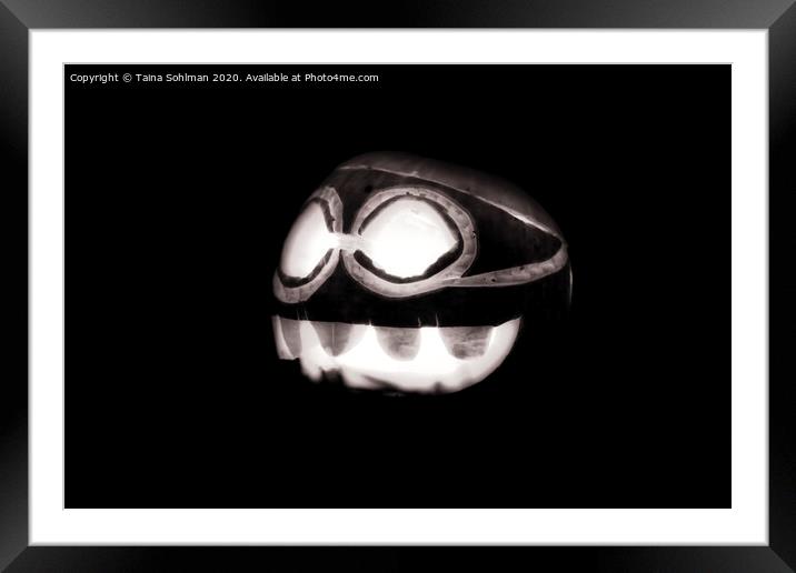 Scary Halloween Pumpkin in the Dark Night Framed Mounted Print by Taina Sohlman