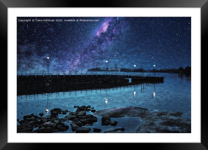 Seaside Pier at Night Framed Mounted Print by Taina Sohlman