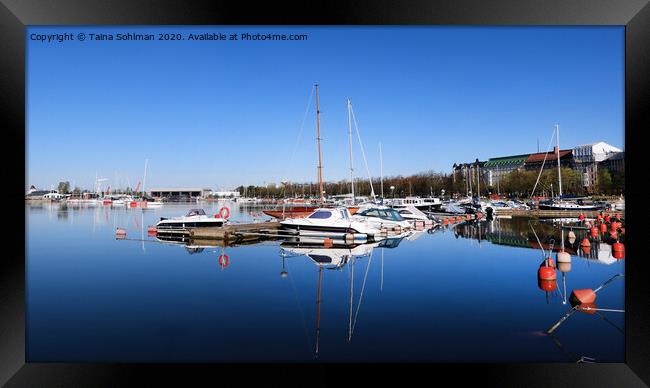 Blue Summer Morning in the Marina Framed Print by Taina Sohlman