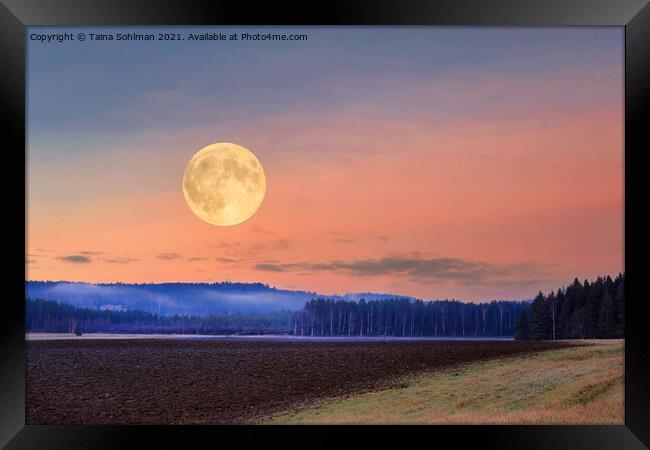 Full Moon on Winter Evening Sky Framed Print by Taina Sohlman