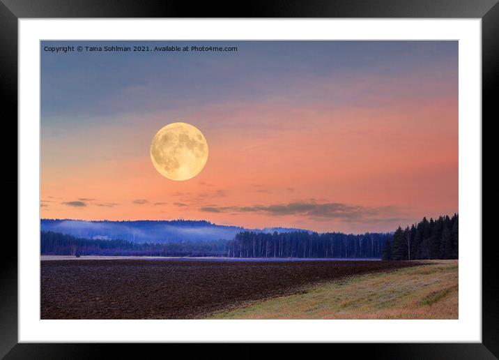 Full Moon on Winter Evening Sky Framed Mounted Print by Taina Sohlman