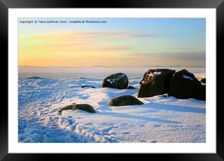 Arctic Winter Morning at the Breakwater Framed Mounted Print by Taina Sohlman