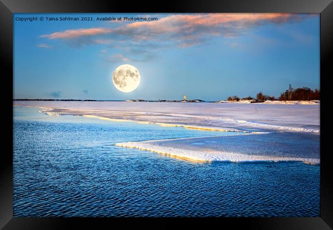 Full Moon Magic over Springtime Sea Framed Print by Taina Sohlman
