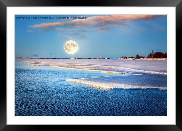 Full Moon Magic over Springtime Sea Framed Mounted Print by Taina Sohlman