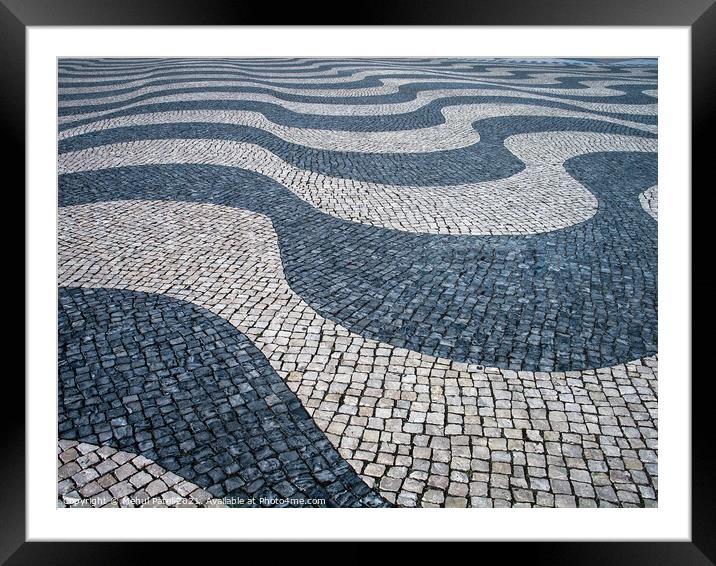 Mosaic outdoor pavement flooring in the area of Belem - Lisbon,  Framed Mounted Print by Mehul Patel