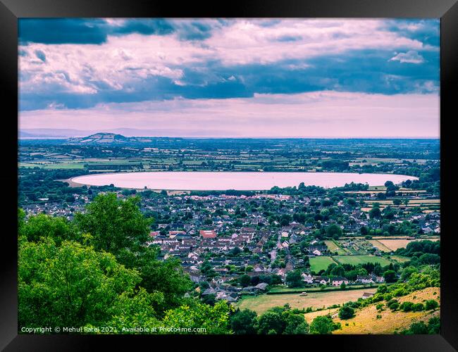 Countryside and hills surrounding Cheddar village and Cheddar reservoir, Somerset, England, U Framed Print by Mehul Patel