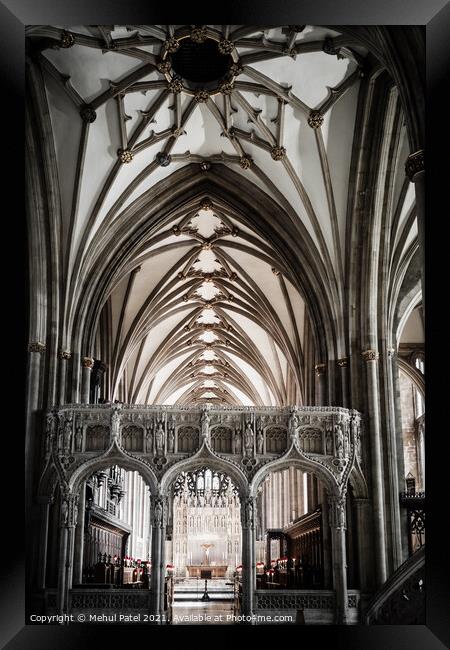 Choir screen and high altar inside Bristol Cathedral, Gloucestershire, England, UK Framed Print by Mehul Patel