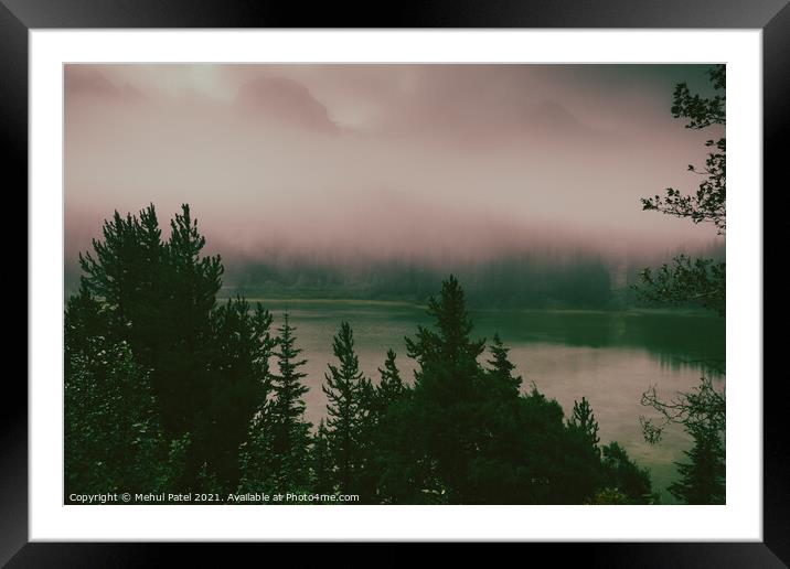 Misty morning in the Rocky Mountains - Alberta, Canada Framed Mounted Print by Mehul Patel