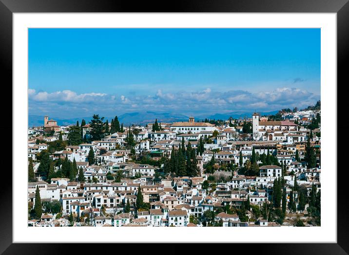 High shot of the Arab quarter (el Albaicin) of the town of Granada, Spain Framed Mounted Print by Mehul Patel