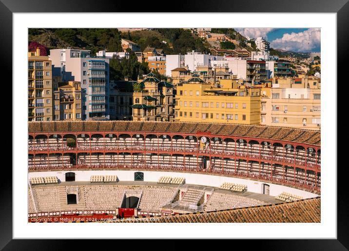 High shot view of 'La Malagueta', the bull ring of Malaga, Spain Framed Mounted Print by Mehul Patel