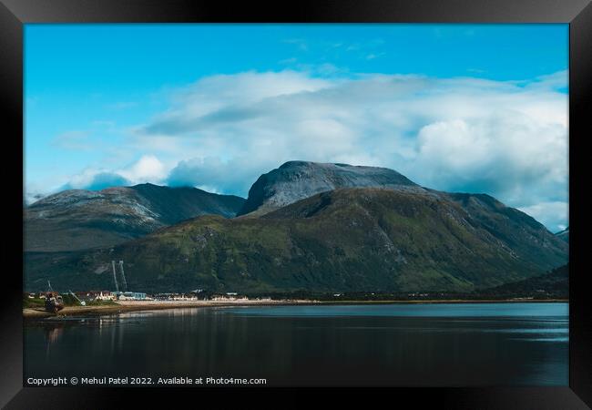 Highest mountain in UK, Ben Nevis, towering above Loch Linnhe Framed Print by Mehul Patel