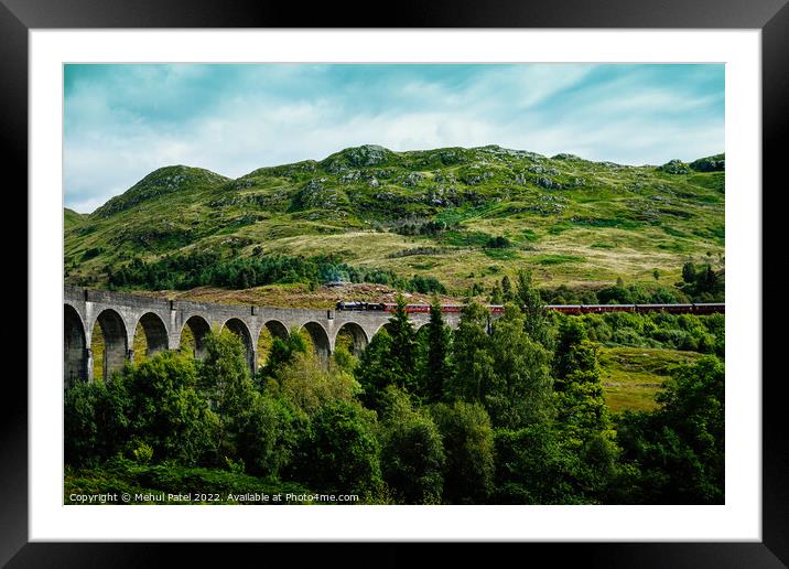 Glenfinnan Viaduct with Jacobite steam train starting to cross Framed Mounted Print by Mehul Patel