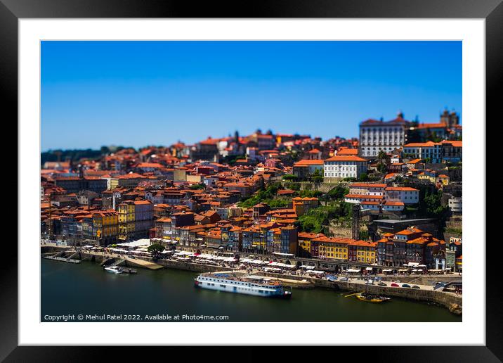 View of the historic old town of Porto from the Dom Luis I bridge Framed Mounted Print by Mehul Patel