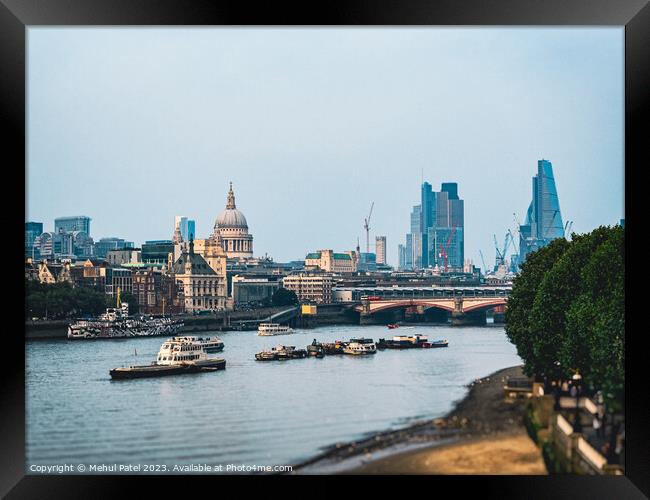 London City skyline from the river Thames Framed Print by Mehul Patel