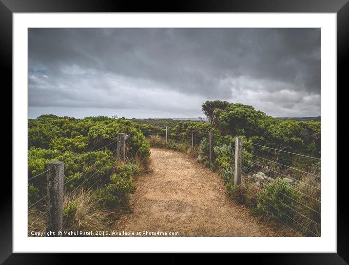 Pathway in national park under cloudy sky Framed Mounted Print by Mehul Patel