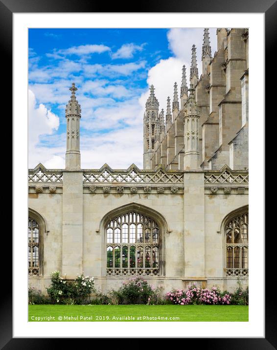 Stone arch windows of King's College Cambridge  Framed Mounted Print by Mehul Patel