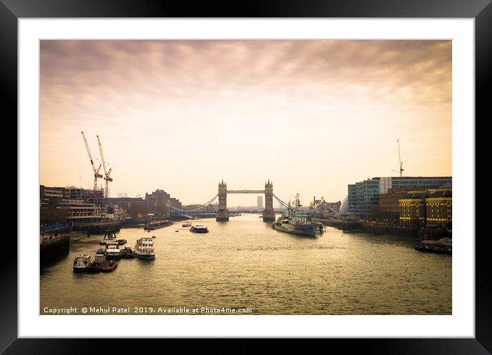 Tower Bridge in London at dusk Framed Mounted Print by Mehul Patel